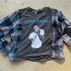 Kane Brown Graphic Tee with Plaid Sleeves